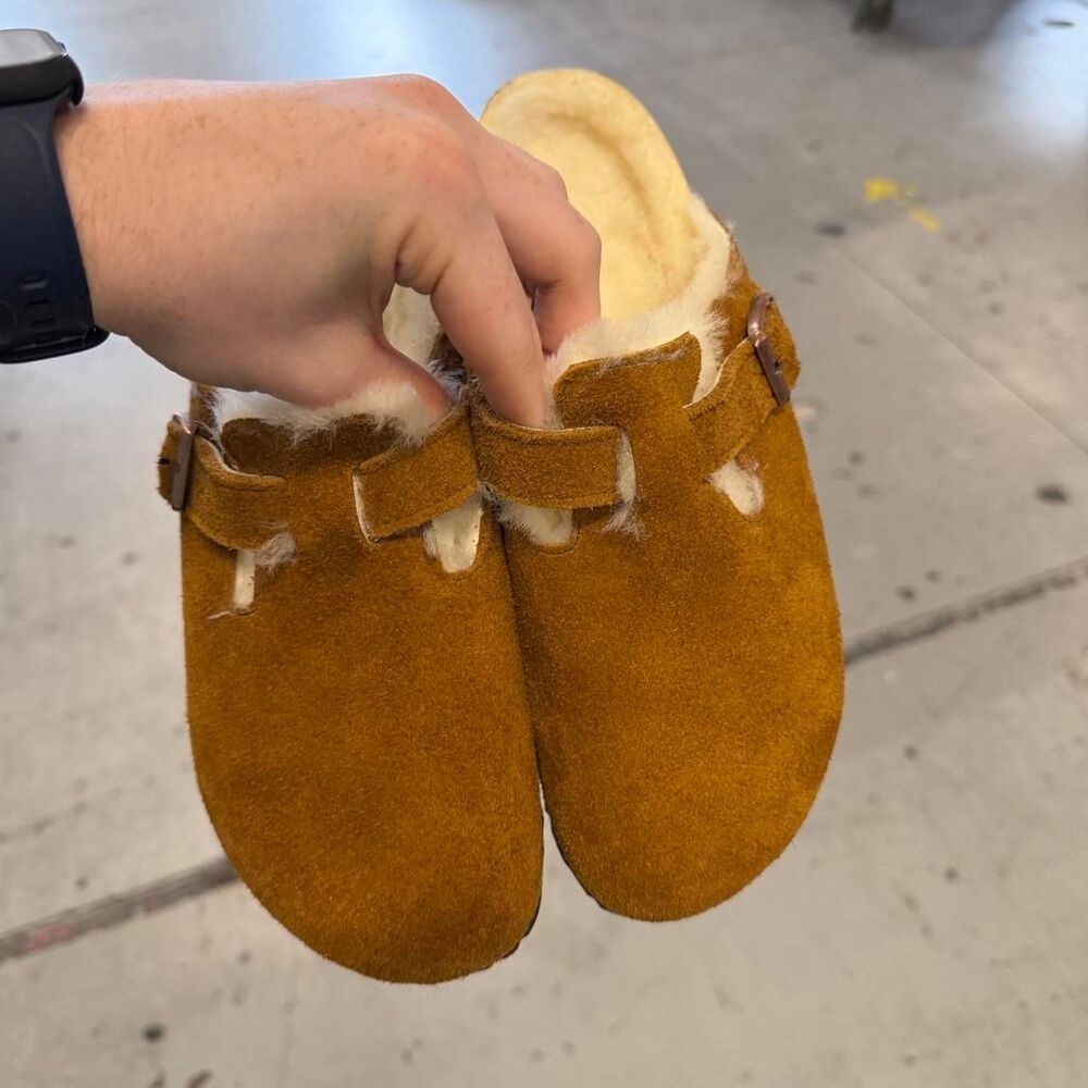 Birkenstock Boston Shearling Clog Womens Size 6 R 40 Germany Made Suede Shoes - Picture 2 of 6